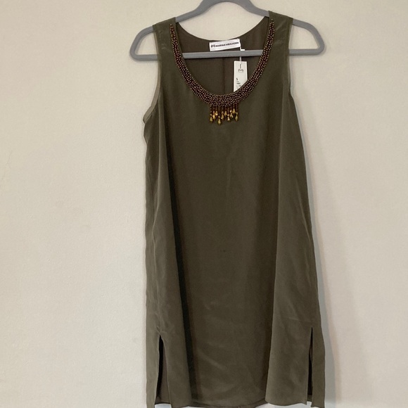 Maryan Mehlhorn dress 100% silk olive green dress size S - Picture 1 of 10